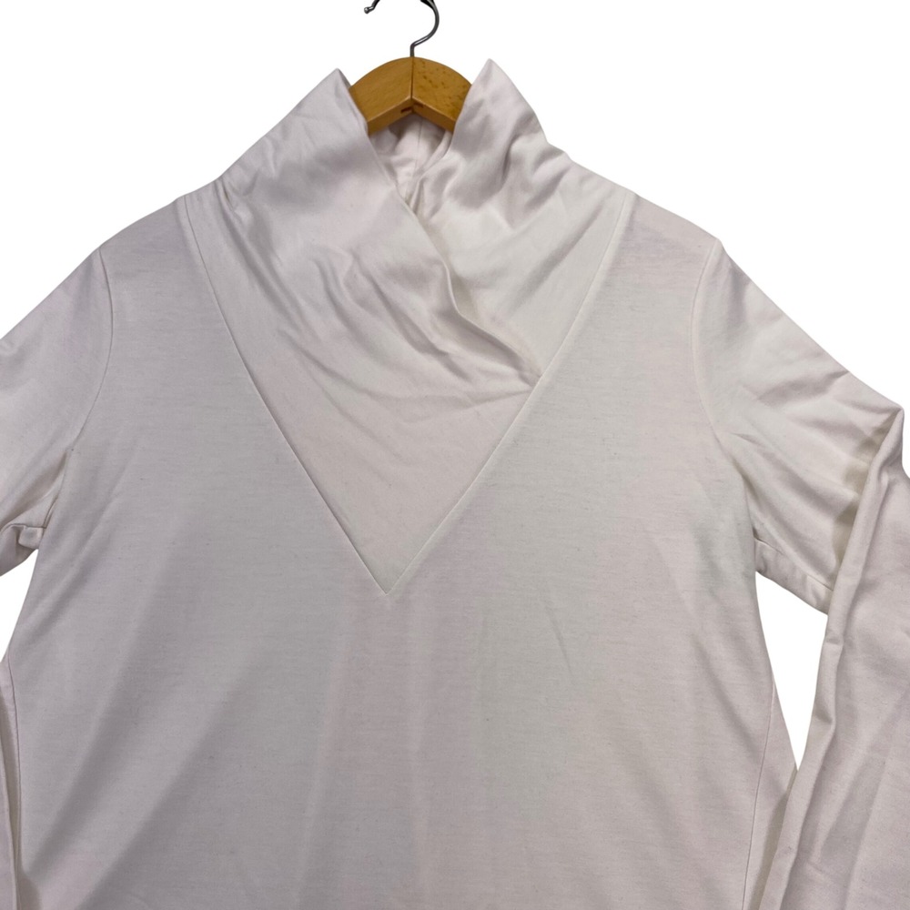 LOGO Lounge Cowl Neck Tunic Womens Small Cream Long Sleeve Pocket Pullover Top